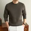 Suéteres de outono e inverno para e-commerce transfronteiriço, suéteres de tricô, cores sólidas para o dia a dia, suéteres quentes jacquard redondos da moda para jovens