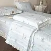 Juego de cuatro piezas de colcha de algodón lavado vintage estilo ins, colcha de verano de gasa de doble capa de algodón puro, colcha de aire acondicionado estilo princesa