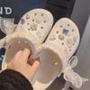 Nova primavera e verão malha sereia princesa arco gem amor buraco sapatos sapato flor terno DIY decoração removível