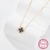 Collar de Plata 925 para Mujer, Gargantilla Versátil de Lujo Ligero con Trébol de Cuatro Hojas y Colgante de Nácar, Cadena, Joyería de Plata Pura al por Mayor para Exportación