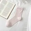 Calcetines Blancos con Lazo de Encaje para Mujer, Calcetines de Media Pantorrilla, Algodón Delgado para Primavera y Otoño, Calcetines Rosas Holgados Bordados Estilo Japonés para Niñas