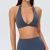 Sujetador deportivo cruzado con cuello halter para mujer con almohadillas extraíbles, top deportivo sexy para yoga, camiseta sin mangas, ropa de fitness para Pilates, lencería