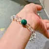 Pulseira de Cristal Branco Natural Vitrificado de Malachite de Alta Qualidade 8mm