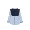 Camisa Azul Moda Casual 2026 Primavera y Otoño Nuevo Estilo Reductora de Edad Camisa de Manga Larga Chal Top de Dos Piezas para Mujer