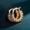 Pendientes de Moda Estilo Ins para Mujer, Pendientes de Encaje con Circonita Completa Estilo Francés, Aros en Forma de U, Populares en el Comercio Electrónico Transfronterizo