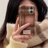 Funda pequeña de lana tejida a cuadros estilo Chanel para Apple 16, Pro Max, iPhone 15, otoño e invierno 14, estilo coreano 13