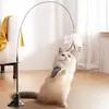 Caña de juguete teaser para gatos, para autoentretenimiento y aliviar el aburrimiento, con ventosa y varilla larga, una colección completa de accesorios para gatitos para mascotas