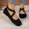 Zapatos de Mujer Nuevos para Primavera/Verano 2026 Estilo Francés Vintage Huecos Planos Bajos con Tira Cruzada y Punta Redonda