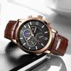 Lige 8932 Nuevo Cronógrafo Multifunción Segundero de Carrera Negocios Exterior Correa Resistente al Agua Reloj de Cuarzo Reloj para Hombre