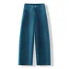 Calças pantalona de cintura alta personalizadas para mulheres, calças compridas casuais retas largas, estilo outono, calças versáteis, confortáveis e respiráveis (palavra