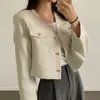 Ropa de mujer de alta calidad de Dongdaemun, Corea del Sur 2026m Chaqueta corta texturizada para otoño, top sencillo estilo Chanel para mujer