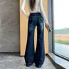 Calça jeans feminina levemente flare, novo estilo outono 2026, azul retrô, super popular, que cobre o quadril, elástica, calça flare que afina