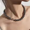 Collar de Perlas Negras Tahitianas Ni Ni Mismo Estilo Luz Fuerte Lujo Accesible Cadena de Suéter Laguna Collar Bebé Clavícula Gama Alta