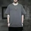 Camiseta masculina de manga curta, novo estilo de verão, gola redonda, ombros levemente caídos, versátil, solta e casual
