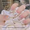 D018D arco de comprimento médio fábrica lisa manicure cabelo ins novo +12 unhas postiças removível bonito