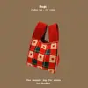Bolsa de mão de tricô de alta qualidade com retenção automática, blocos de cores retrô, alça de pulso, versão coreana, bolsa de gato, bolsa versátil para mulheres