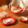 Juego de Vajilla de Cerámica con Color Bajo Esmalte de Manzana Linda de Dibujos Animados para Uso Doméstico - Tazones, Platos, Tazones para Arroz, Platillos, Cucharas, Platos para Cenar, Vajilla