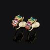 EH510 Pendientes de Círculo de Zirconia de Color Elegante Anillo de Oreja Integrado Placa para Repelente de Mosquitos Pinza para Oreja Sin Agujeros en las Orejas Pendientes de Color Contrastante