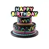 Amazon Creativo Colorido Tema Neón Fiesta de Cumpleaños Disco Decoración Vajilla Suministros Banderín Juego de Cinco Piezas