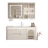 Gabinete de Baño de Roble Combinación de Cerámica Baño Crema Filete Lavabo Integrado Lavado Inteligente Lavabo