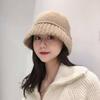 Gorro de Punto Coreano para Mujer para Otoño e Invierno, Versátil Gorro de Lana Cálido para Mujer, Sombrero de Cubo de Circunferencia de Cabeza Grande, Sombrero Coreano de Moda