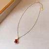 Collar con Colgante de Caballo Rojo de la Fortuna de Año Nuevo, Cadena para Clavícula de Lujo Ligero de Nicho, Accesorio de Cuello Versátil Estilo Vintage para Mujer