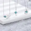 Cadena para Clavícula Aurora del Círculo Azul para Mujer, Estilo Coreano, Incrustada de Diamantes, Collar Corto Fresco Estilo Japonés, Collar de Planeta