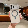 Cor Contrastante com Toque de Pele Magnética Acrílica Case Magnético Adequado para iPhone 18 Pro Max Apple Case Magnético com Toque de Pele