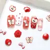 Ornatos de Arte de Unha de Maçã de Natal Desenho Animado Fatias de Frutas Tridimensionais Mistas Diamante de Resina de Fruta Seguro Decoração de Unha Usável