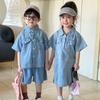 Traje de Verano de Mezclilla para Niños Niños 2026 Nueva Moda de Verano Elegante Vestido para Bebé Niña Ropa Casual para Hermanos