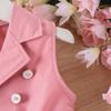 Conjunto de dos piezas de ropa infantil Baopin de verano para niñas, sin mangas, con cuello cruzado, falda de princesa de malla y cinturón