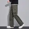 Pantalones casuales de otoño para hombre, pantalones cargo anchos de pierna recta holgada estilo paracaidista, pantalones deportivos cargo de marca modernos estilo americano para adolescentes