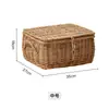 Cesta de Almacenamiento de Ratán Personalizada con Tapa, Caja de Almacenamiento de Mimbre, Cesta Organizadora de Gran Capacidad para Ropa y Juguetes del Hogar