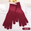 Guantes de Invierno para Estudiantes Coreanos Estilo Largo Cinco Dedos Pantalla Táctil Tejidos de Lana Resistentes al Frío y Cálidos al Aire Libre Sin Dedos Guantes de Ciclismo