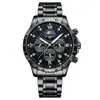 Relógio de Pulso Masculino Marca Suíça Estilo Hong Kong Pulseira de Aço Sólido Multifuncional Luminoso À Prova D'água Relógios Masculinos