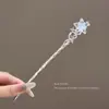 Novo Pente de Cabelo Prateado Estilo Chinês com Pedra da Lua Estrela e Lua para Mulheres, Acessório de Cabelo de Alta Qualidade para Penteados de Coque