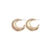 Pendientes de Acero con Aguja de Luna Metálicos Brillantes en Forma de C Estilo Europeo y Americano, Pendientes de Diseño Simple y Único, Accesorios para Orejas de Alta Gama para Viajeros