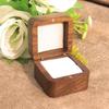 Caja cuadrada de 55 mm para anillo de matrimonio, anillo de compromiso, caja de nogal negro, boda, anillo de diamantes, joyería, embalaje de regalo, almacenamiento para mujeres