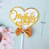 Decoração de Bolo Dia das Mães Flores Bonitas Cartão de Bolo de Aniversário Bandeira de Amor Acrílica Sobremesa de Festa