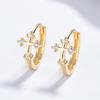 Pendientes de plata de ley 925 con circonitas y diseño de personalidad femenina, pendientes de cruz con temperamento sencillo.