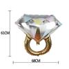 Nuevo anillo de diamante globo de película de aluminio boda decoración de habitación de boda lámina de aluminio día del aire decoración de fiesta globo de anillo de diamante venta al por mayor