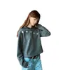 Sudadera con capucha a rayas de estrella estilo retro americano para mujer, nueva colección primavera/otoño, corte holgado casual streetwear, prenda exterior de moda