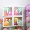 Caja de globos transparente de moda roja Caja BABY LOVE Suministros de decoración para fiesta de cumpleaños de bebé boda habitación