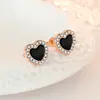 Procesamiento Pendientes Personalizados Coreanos Dongdaemun Chapados en Cobre y Plata Goteo de Aceite Negro Trébol de Cuatro Hojas Pendientes de Corazón y Estrella de Lujo Ligero para Mujer