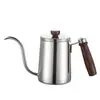 Bule de Café Portátil Transfronteiriço com Orelha para Pendurar Bico Longo Doméstico Aço Inoxidável 304 Bico Fino Utensílio de Café Cabo de Madeira Anti-queimaduras