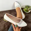 2026 Nuevo Estilo Francés Elegantes Zapatos de Abuela con Punta Fina, Boca Baja, Cadena de Pedrería Modelo Primavera/Otoño para Mujer, Versátiles Zapatos Planos para el Trabajo