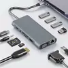 Estación de Acoplamiento 11 en 1 Tipo-C con Puerto de Red HDMI Convertidor Todo en Uno Hub USB Estación de Acoplamiento para MacBook
