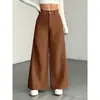 Novedades transfronterizas de otoño e invierno europeas y americanas, pantalones casuales de pierna ancha de cintura alta, pantalones cargo versátiles, en stock de fábrica