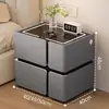 Mesita de noche inteligente, simple y moderna, multifuncional con carga inalámbrica y altavoz, gabinete de mesita de noche de madera maciza de lujo ligero para uso en el hogar del dormitorio