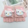 Guantes para niños otoño e invierno cálidos de medio dedo con tapa de dibujos animados lindos de punto con dedos descubiertos para bebé con forro polar engrosado para niños y niñas